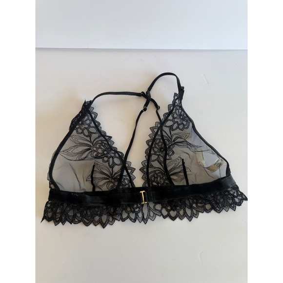 Intimately Free People Other - Intimately Free People Black Sheer coquette Floral Lace Bralette Front Clasp S